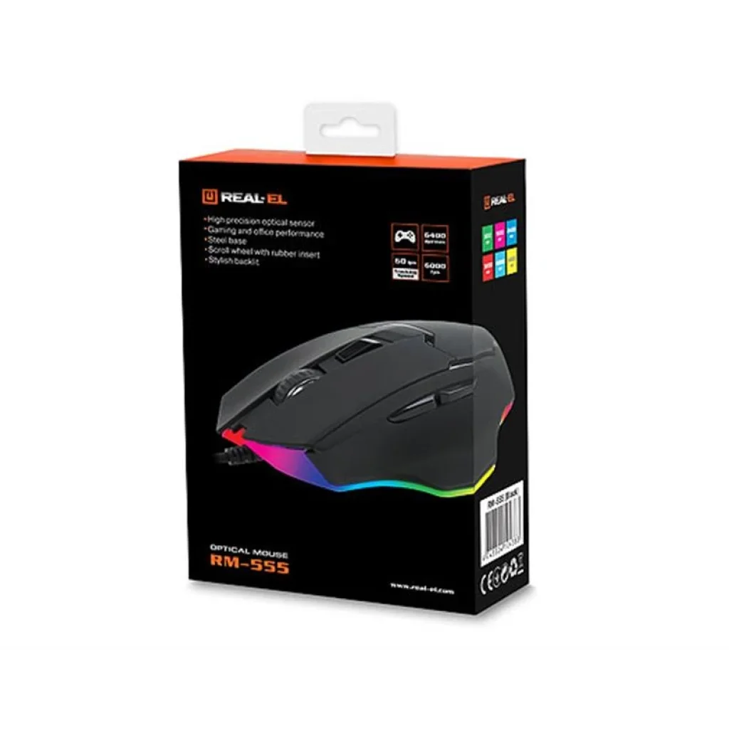 Мышь REAL-EL RM-555 Black USB, EL123200032 UA