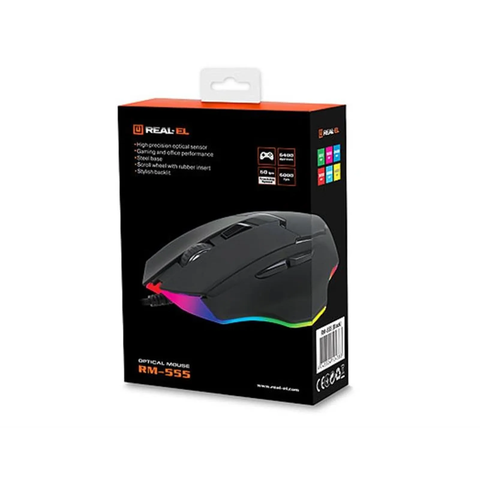Мышь REAL-EL RM-555 Black USB, EL123200032 UA