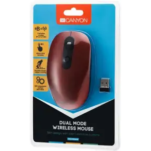 Мышь Bluetooth+Wireless Canyon CNS-CMSW09R Red USB UA