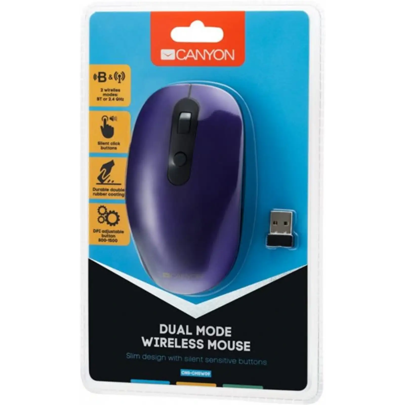 Мышь Bluetooth+Wireless Canyon CNS-CMSW09V Violet USB UA