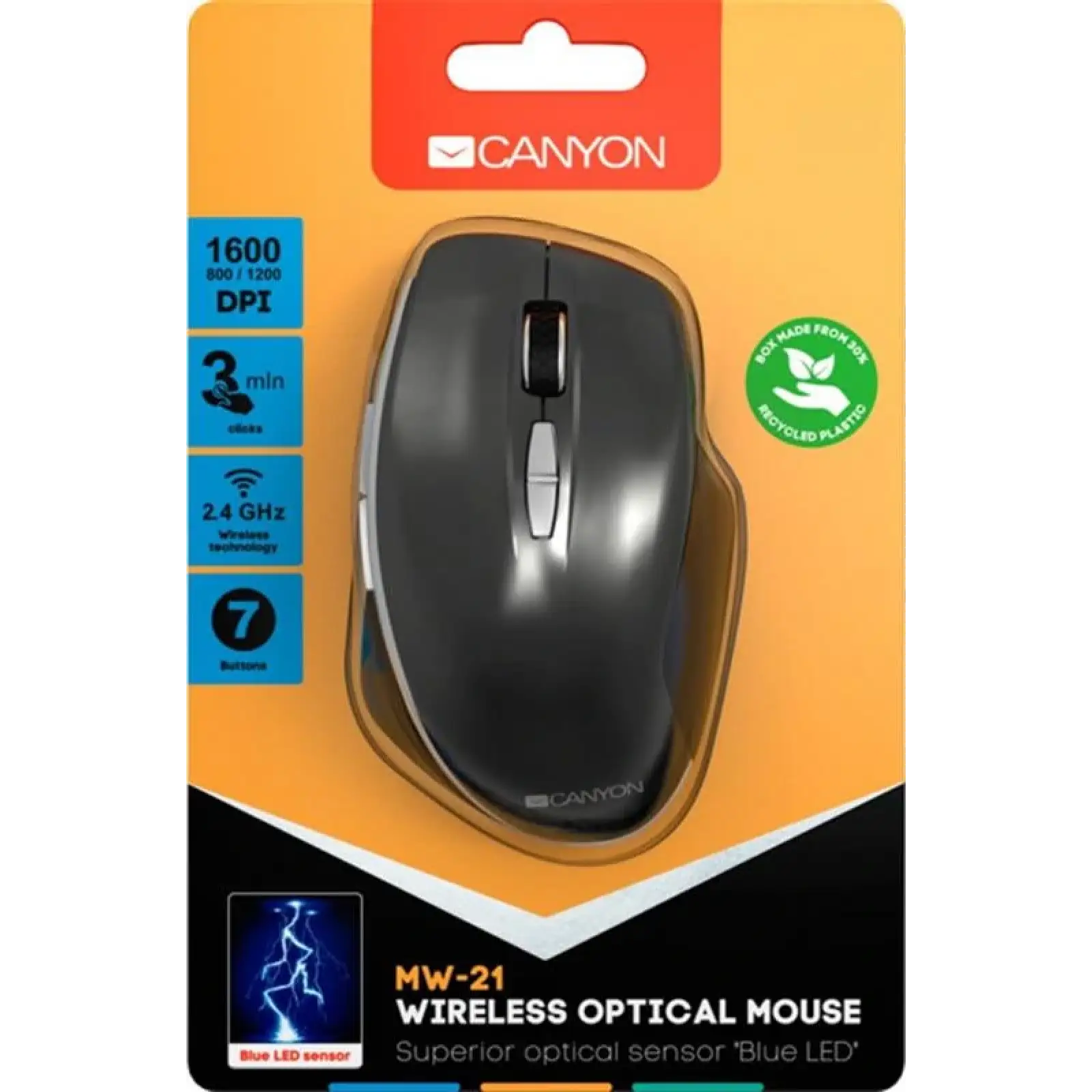 Мышь беспроводная Canyon CNS-CMSW21DG Dark Gray USB UA