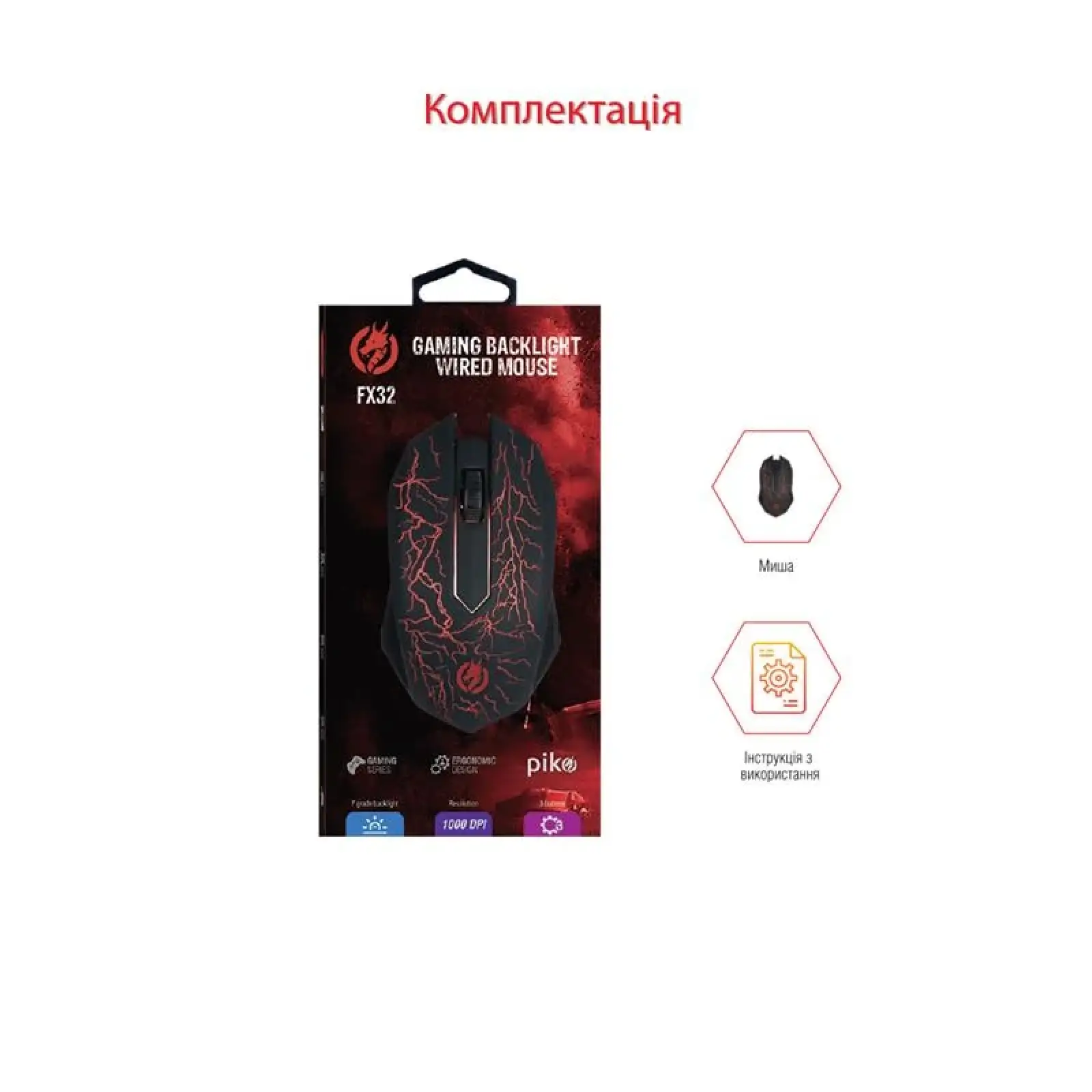 Мышь Piko FX32 (1283126489549) Black USB UA