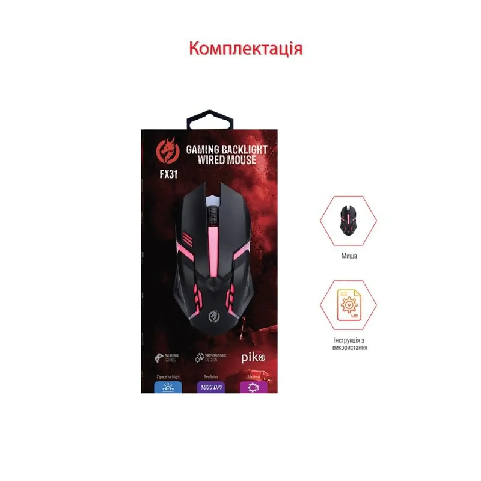 Мышь Piko FX31 (1283126489587) Black USB UA