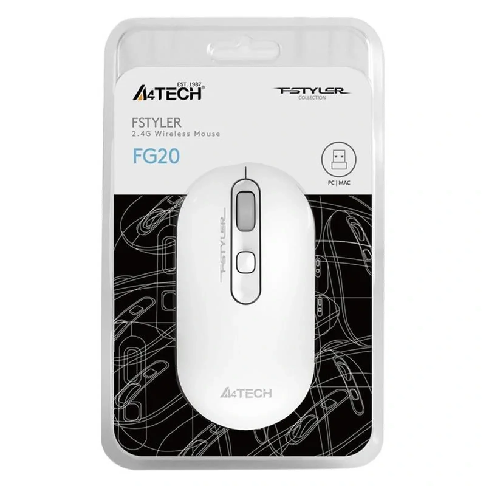 Мышь беспроводная A4Tech FG20 White USB, FG20 (White) UA