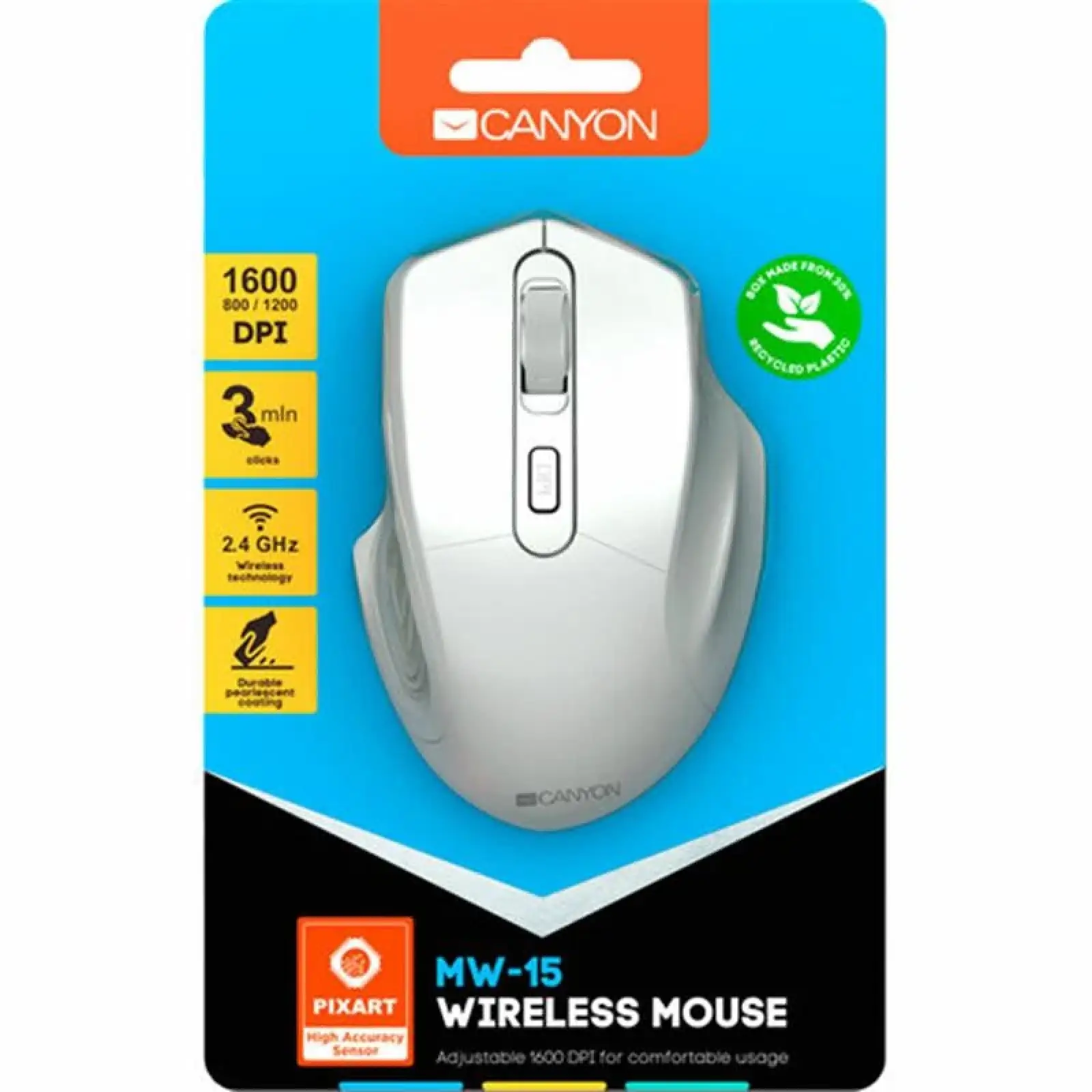 Мышь беспроводная Canyon MW-15 Pearl White (CNE-CMSW15PW) USB UA