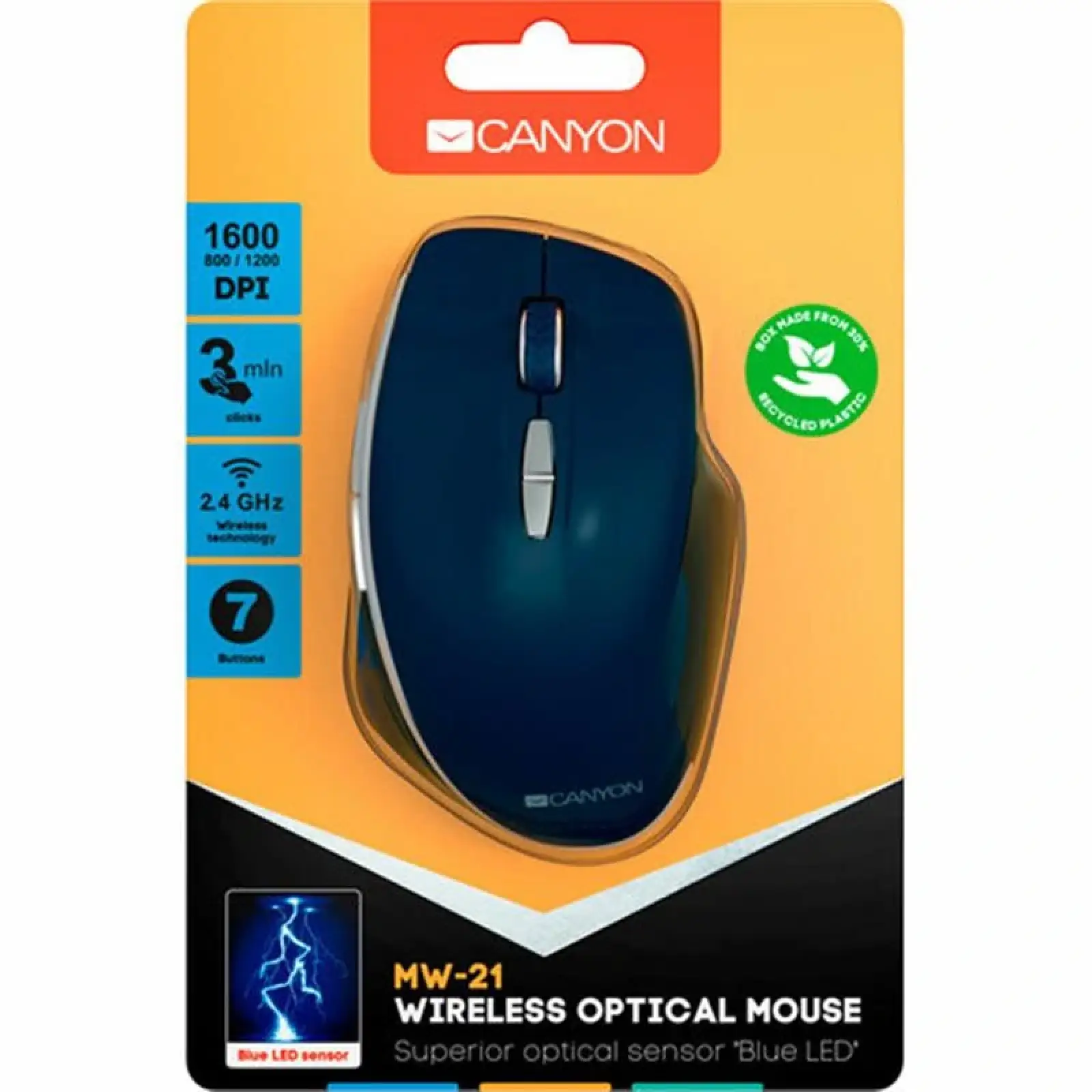 Мышь беспроводная Canyon MW-21 Blue (CNS-CMSW21BL) USB UA