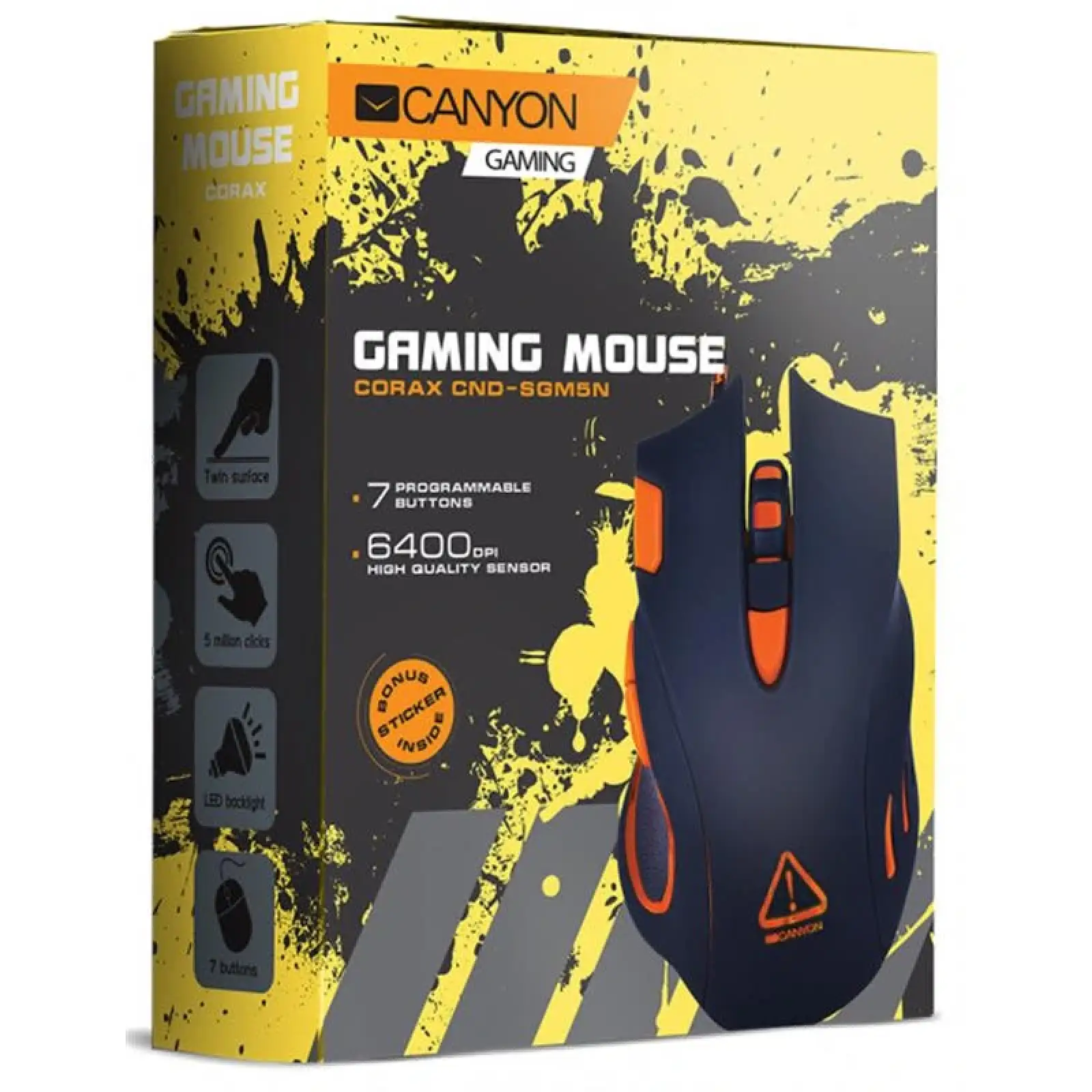 Миша Canyon Corax CND-SGM05N Black/Orange USB UA