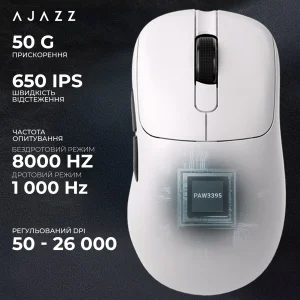 Мышь беспроводная Ajazz AJ179Pro White (AJ179-PRO-W) UA