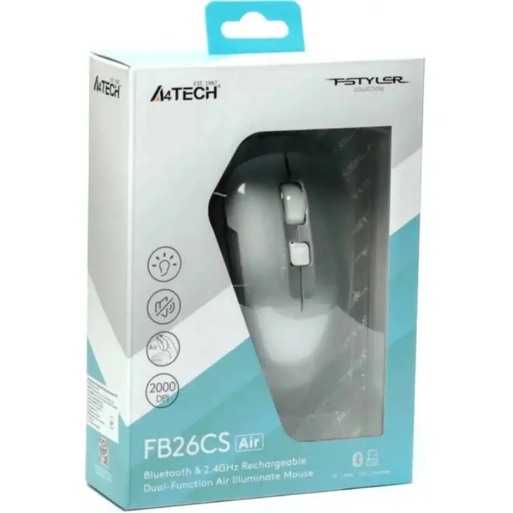 Мышь беспроводная A4Tech FB26CS Air2 Icy White UA