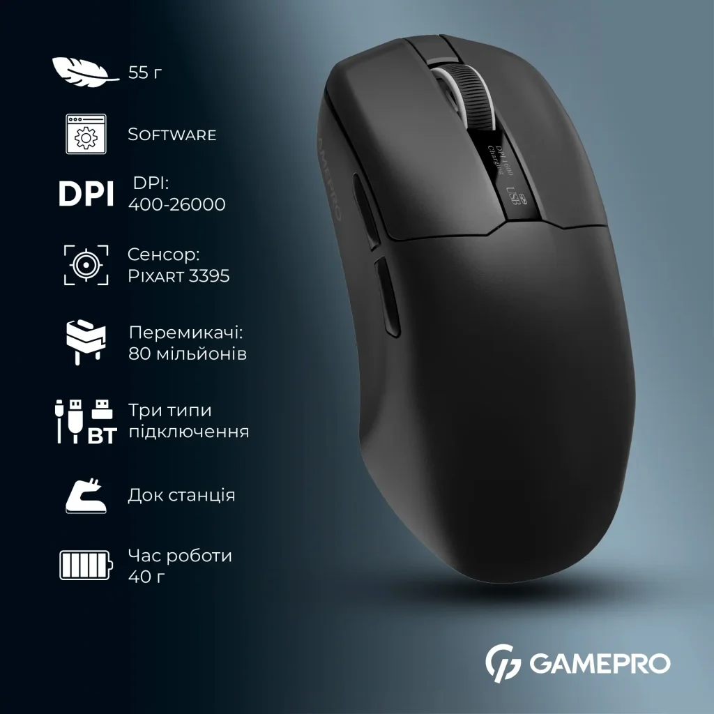 Миша бездротова GamePro Asgard Thor Black (GM023B) UA