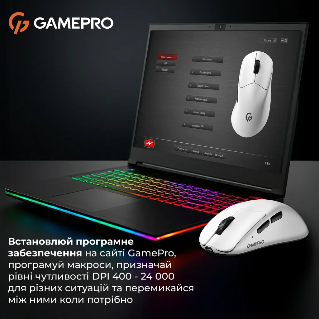 Мышь беспроводная GamePro Genesis Avenger White (GM096W) UA
