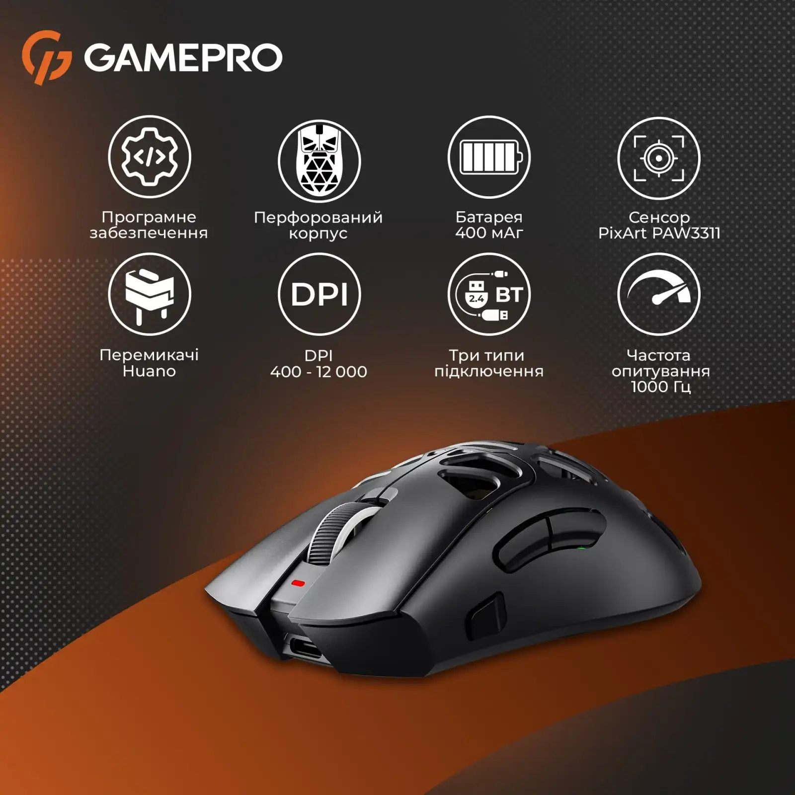 Миша бездротова GamePro Genesis Hollow White (GM870HW) UA