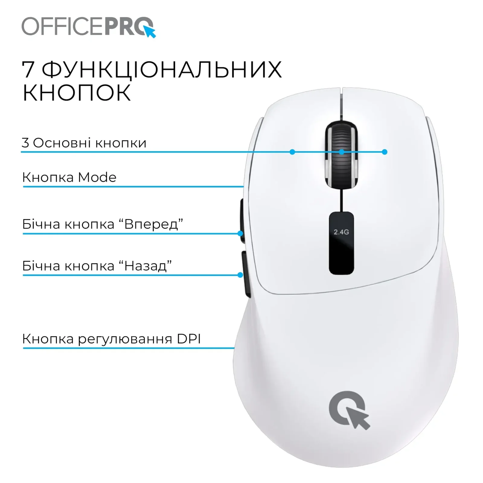 Мышь беспроводная OfficePro M398W White UA