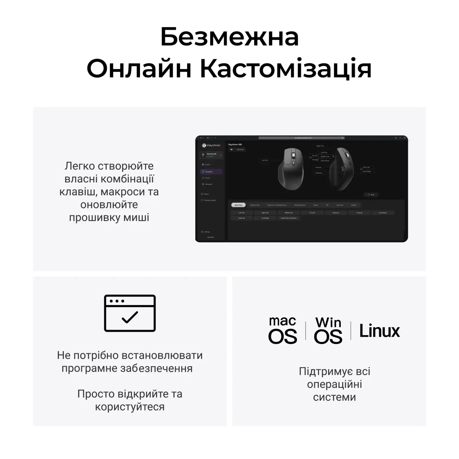 Миша бездротова Keychron M6S WL Black (M6S-A72) UA