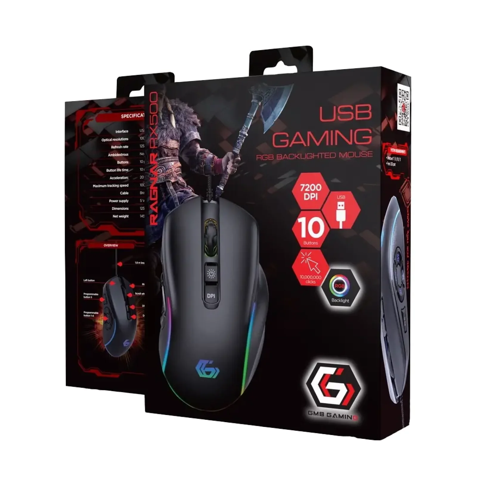 Мышь Gembird MUSG-RAGNAR-RX500 Black UA