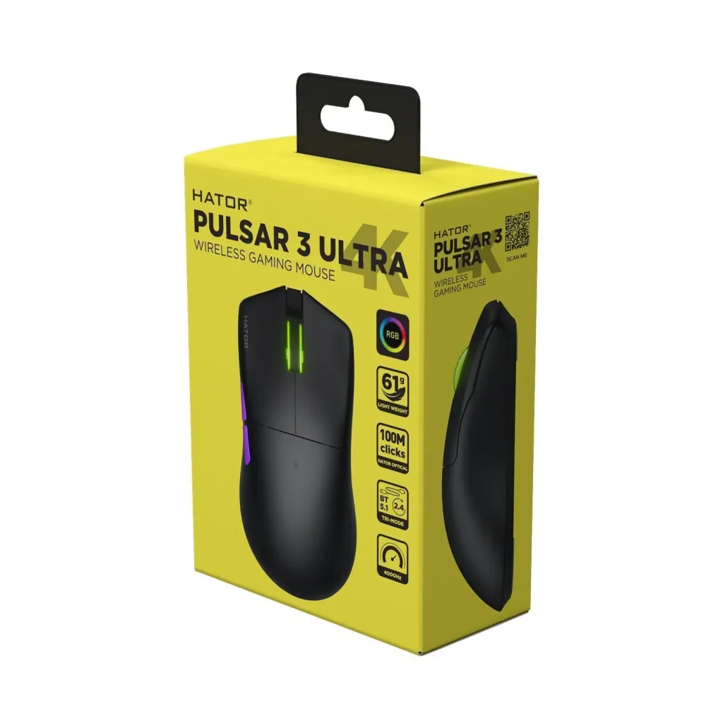 Мышь беспроводная Hator Pulsar 3 Ultra 4K Wireless Black (HTM680) UA