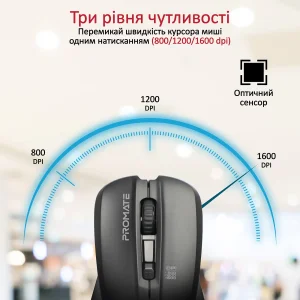 Мышь беспроводная Promate Contour Black UA