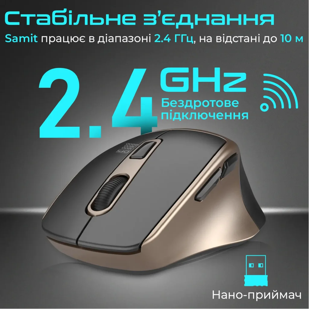 Миша бездротова Promate Samit Gold UA