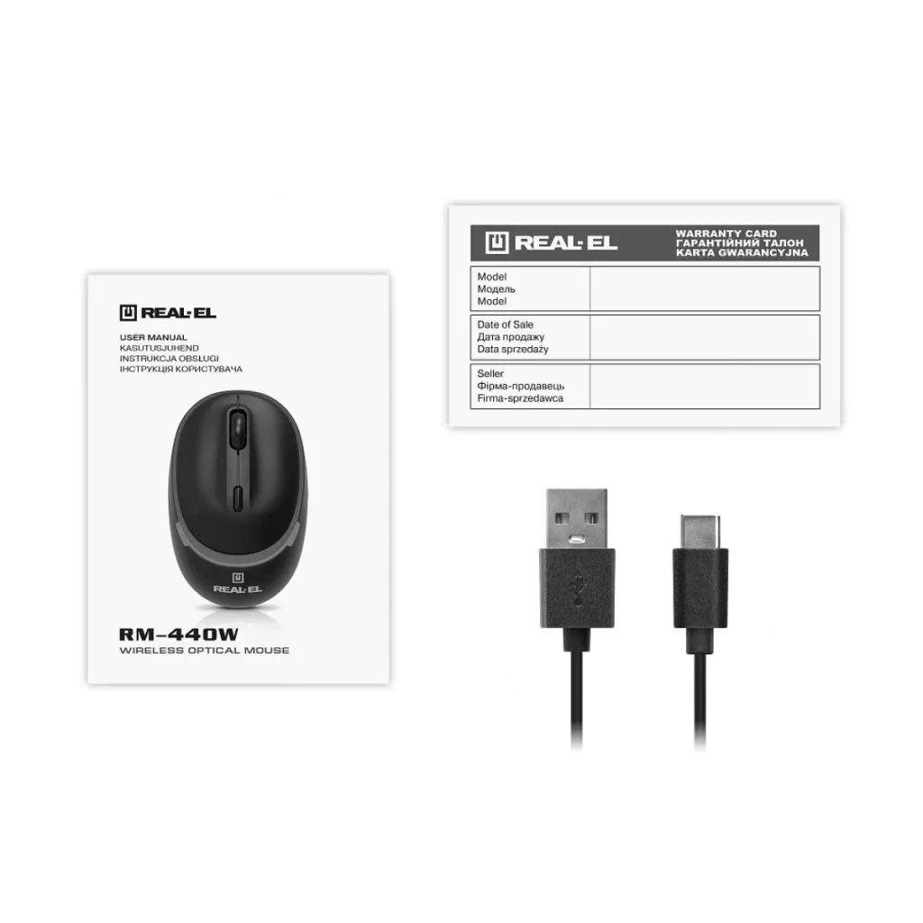 Мышь беспроводная REAL-EL RM-440 W Black, EL123200045 UA