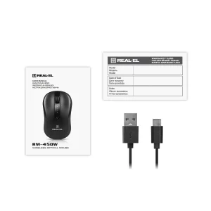 Миша бездротова REAL-EL RM-450 W Black, EL123200046 UA