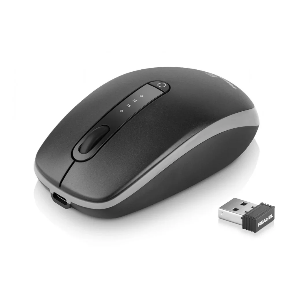 Мышь беспроводная REAL-EL RM-455 W Black, EL123200047 UA