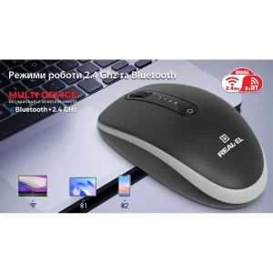 Мышь беспроводная REAL-EL RM-455 W Black, EL123200047 UA