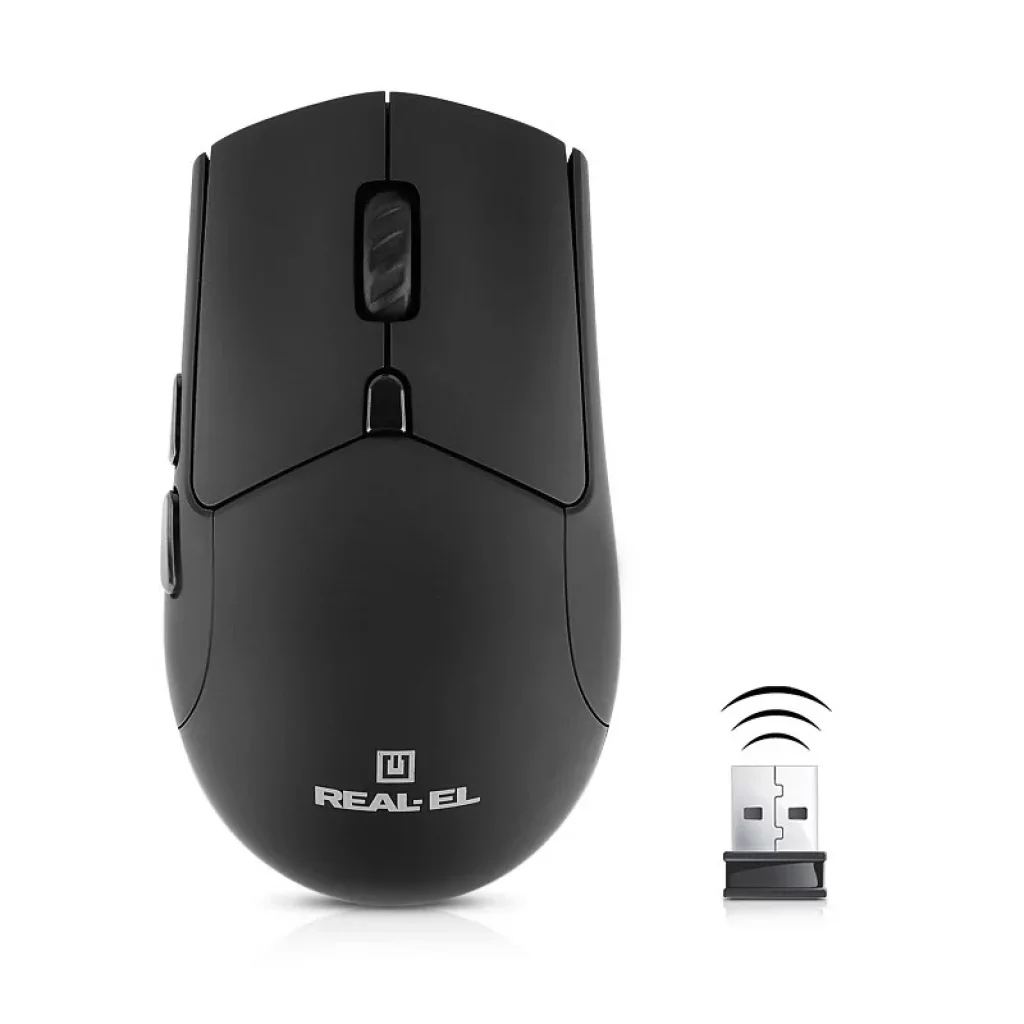 Мышь беспроводная REAL-EL RM-460 W Black, EL123200048 UA