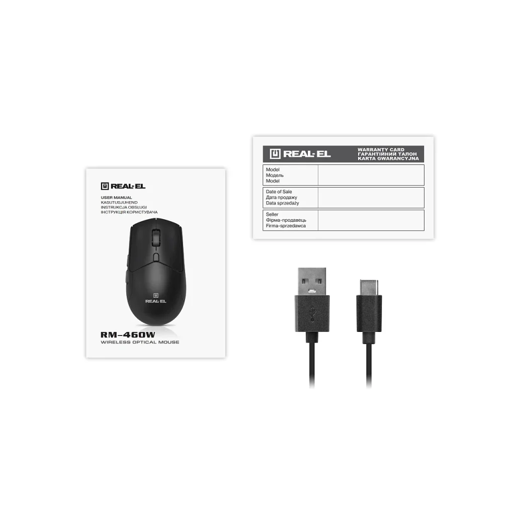 Мышь беспроводная REAL-EL RM-460 W Black, EL123200048 UA