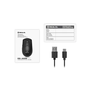 Мышь беспроводная REAL-EL RM-460 W Black, EL123200048 UA