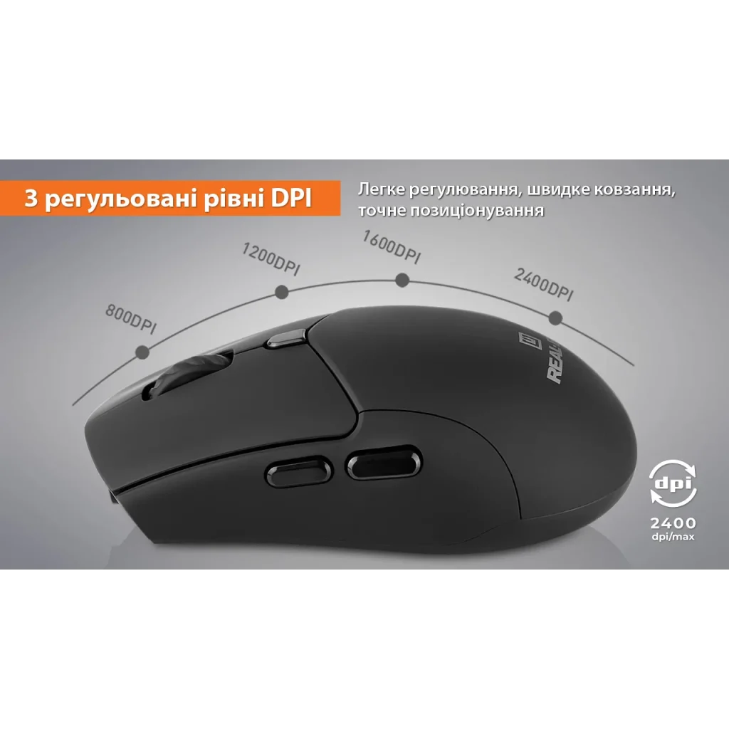 Мышь беспроводная REAL-EL RM-460 W Black, EL123200048 UA