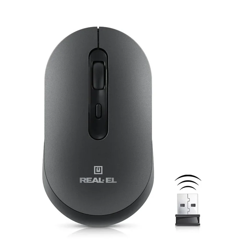 Мышь беспроводная REAL-EL RM-470W Dark Gray, EL123200049 UA