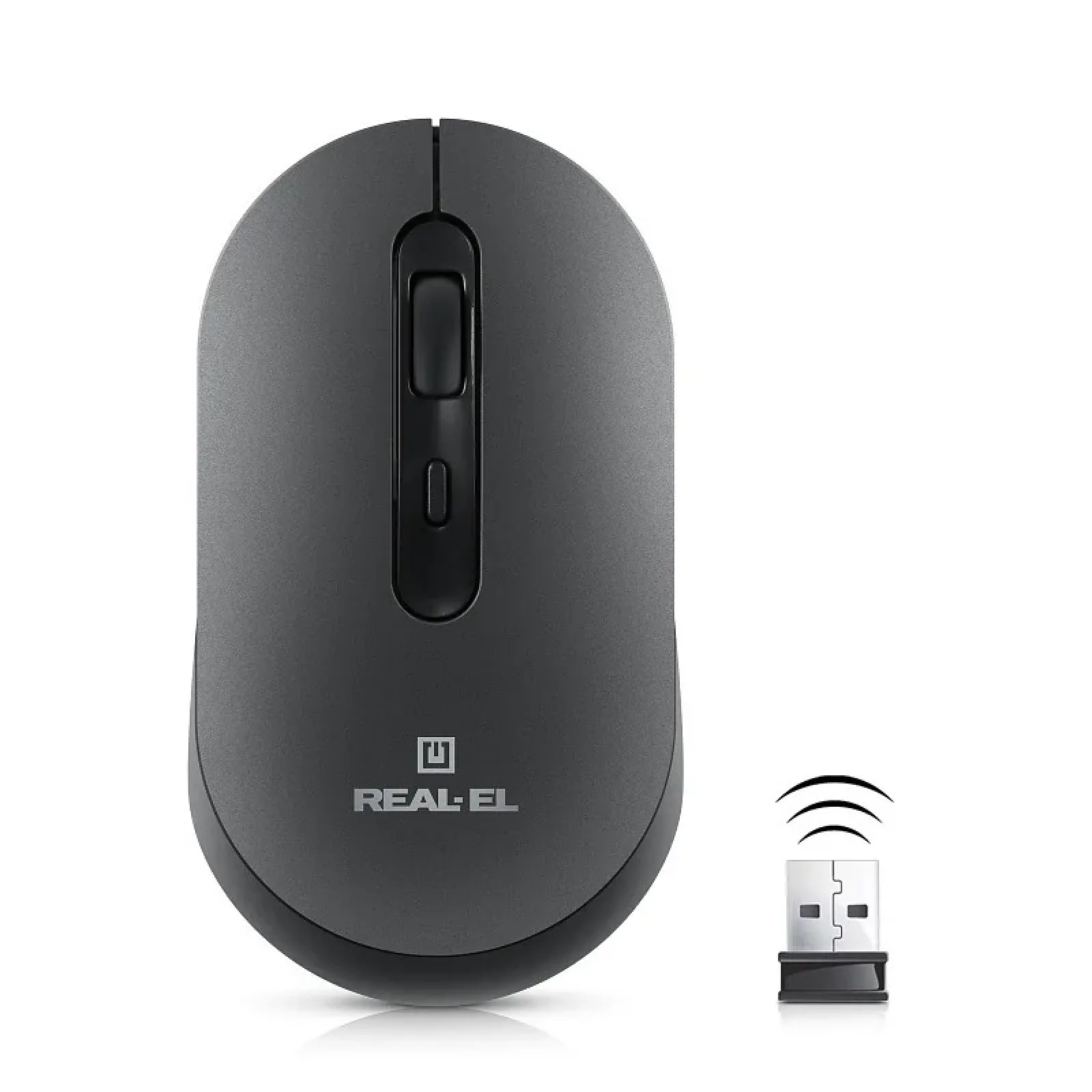 Мышь беспроводная REAL-EL RM-470W Dark Gray, EL123200049 UA