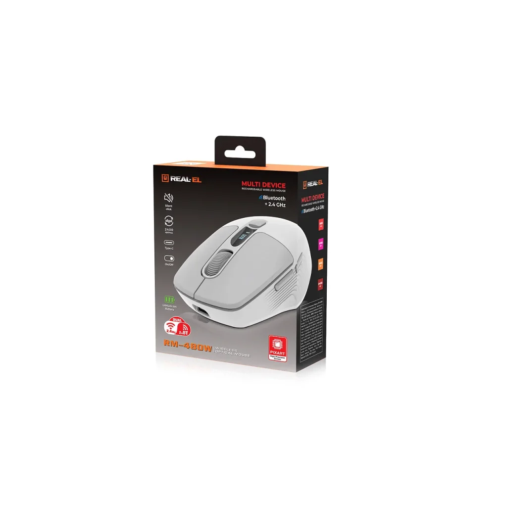 Миша бездротова REAL-EL RM-480 W White, EL123200050 UA
