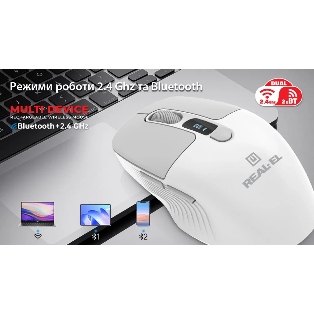 Миша бездротова REAL-EL RM-480 W White, EL123200050 UA