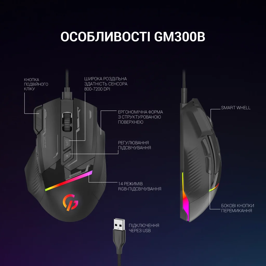 Миша GamePro GM300B Black UA