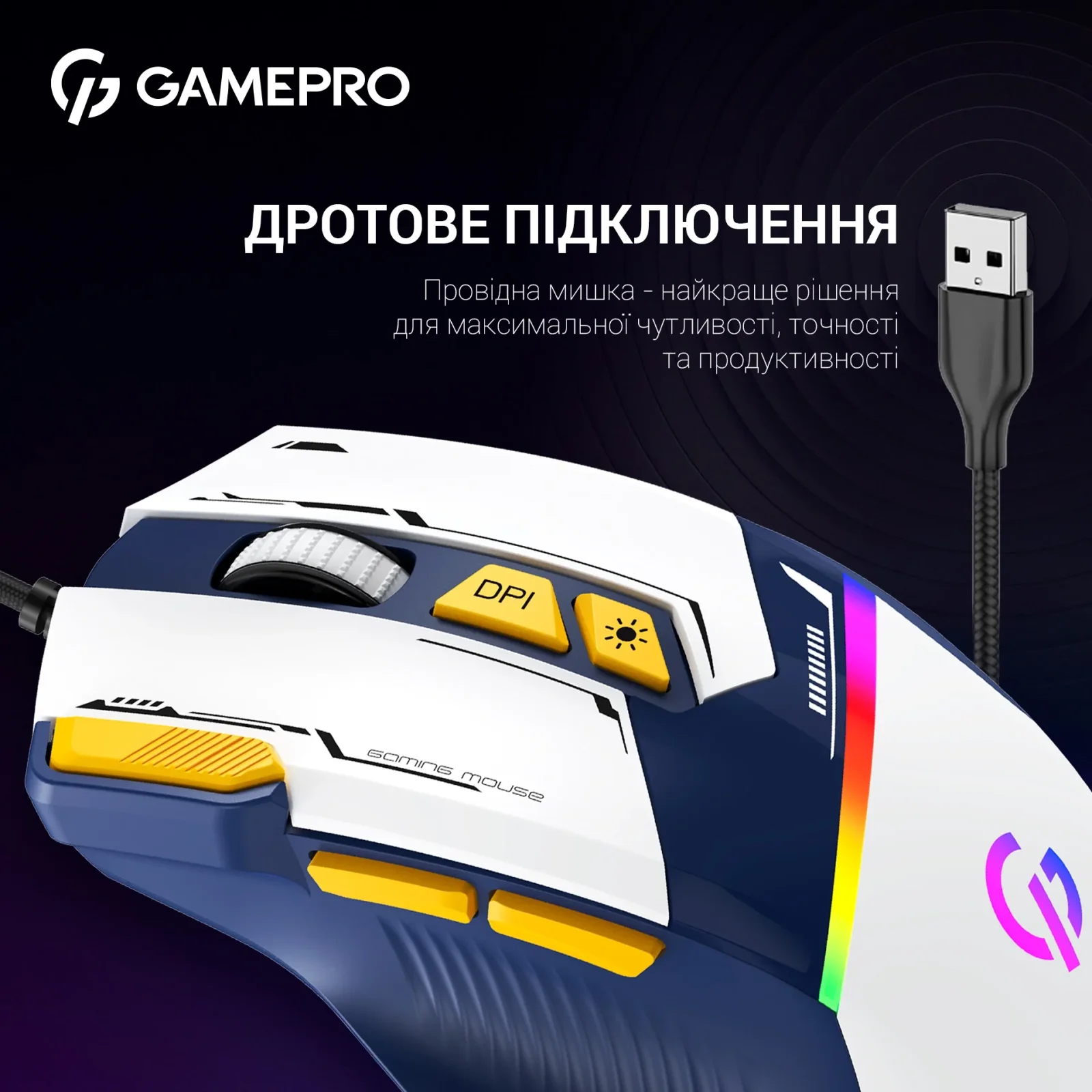 Миша GamePro GM300BL Blue-White UA