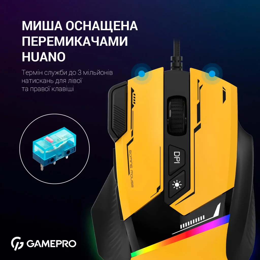 Миша GamePro GM300BL Yellow-Black UA