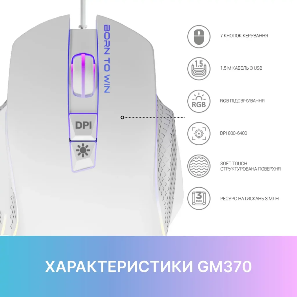 Миша GamePro GM370 White UA