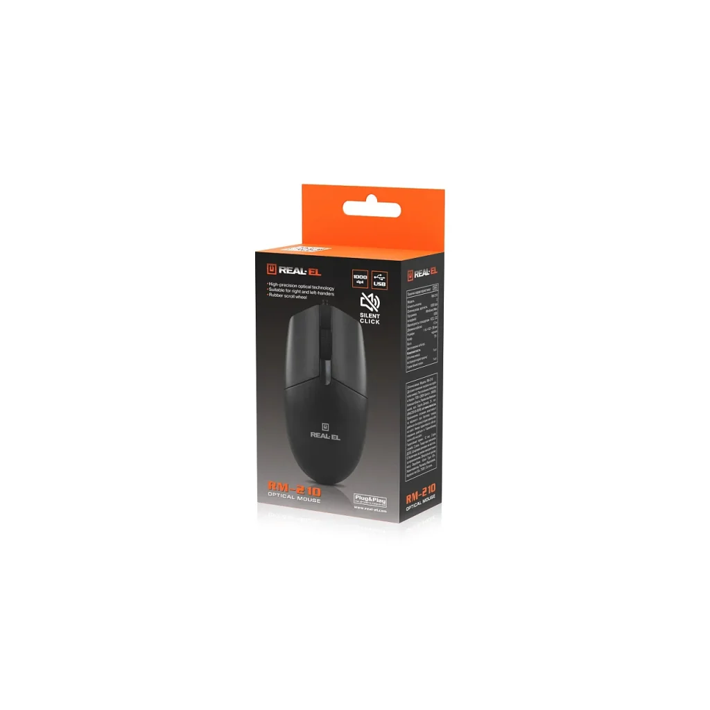 Мышь REAL-EL RM-210 Black (EL123200036) UA