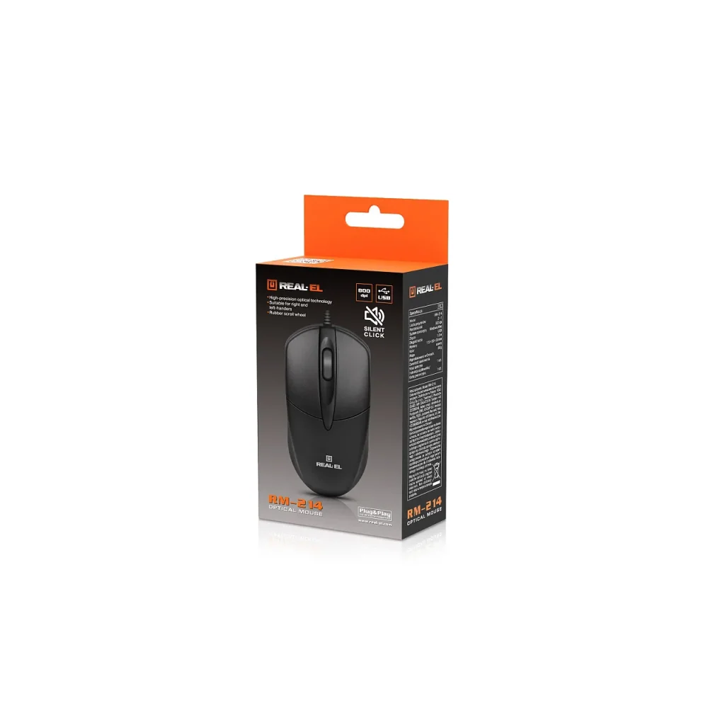 Мышь REAL-EL RM-214 Black (EL123200039) UA