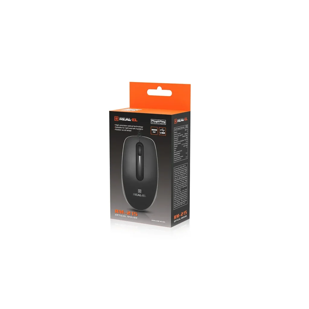 Мышь REAL-EL RM-215 Black (EL123200037) UA