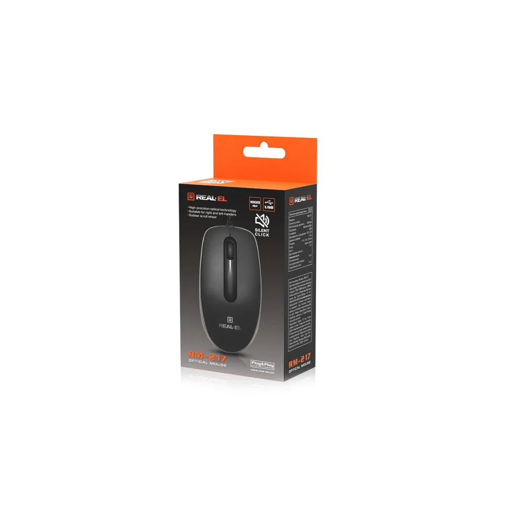 Мышь REAL-EL RM-217 Black (EL123200038) UA