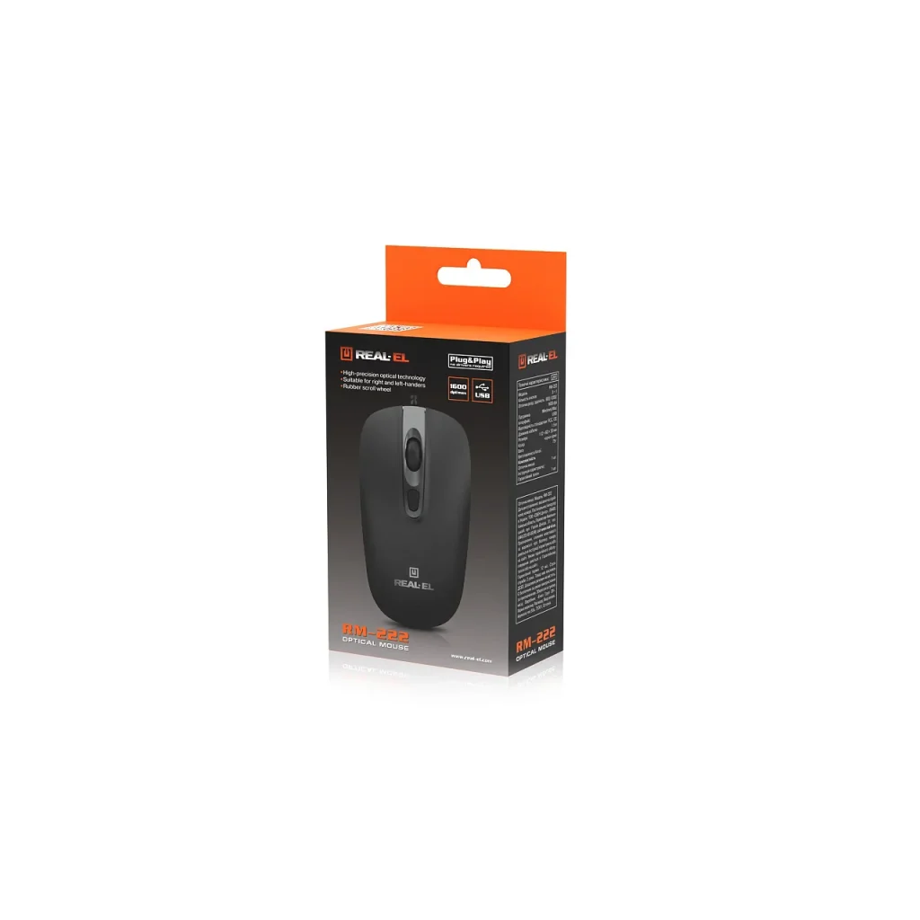 Миша REAL-EL RM-222 Black (EL123200040) UA