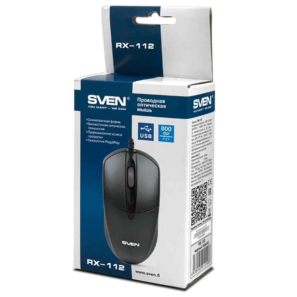 Миша Sven RX-112 Black USB, 00530074 UA