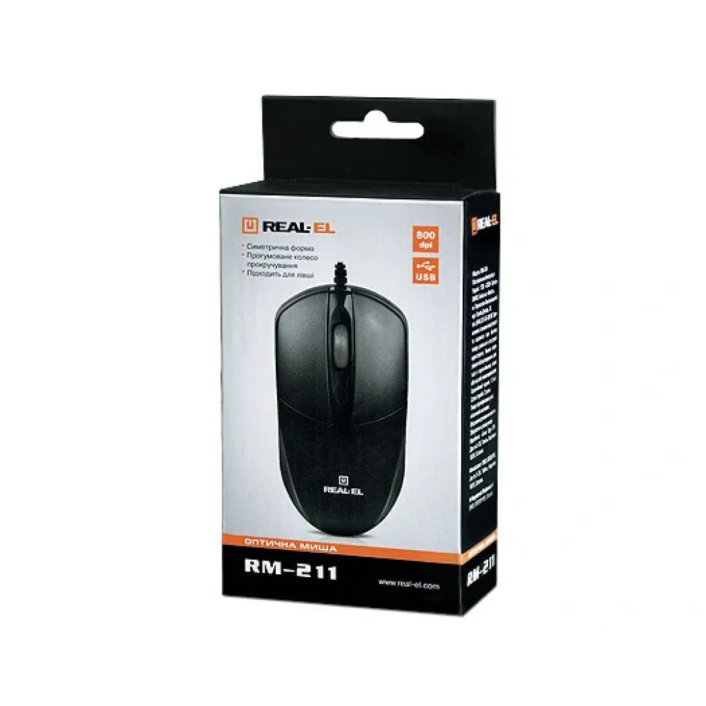 Мышь REAL-EL RM-211 Black USB, EL123200001 UA