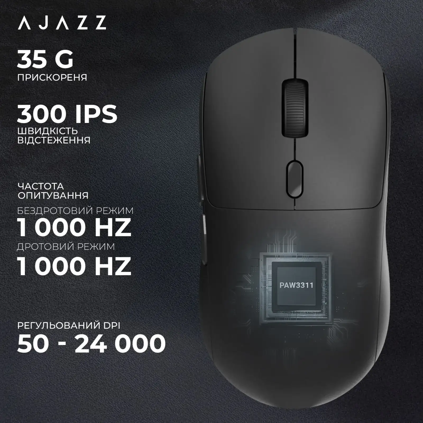 Мышь беспроводная Ajazz x Nacodex NJ07 MC Black (NJ07-MC-B) UA
