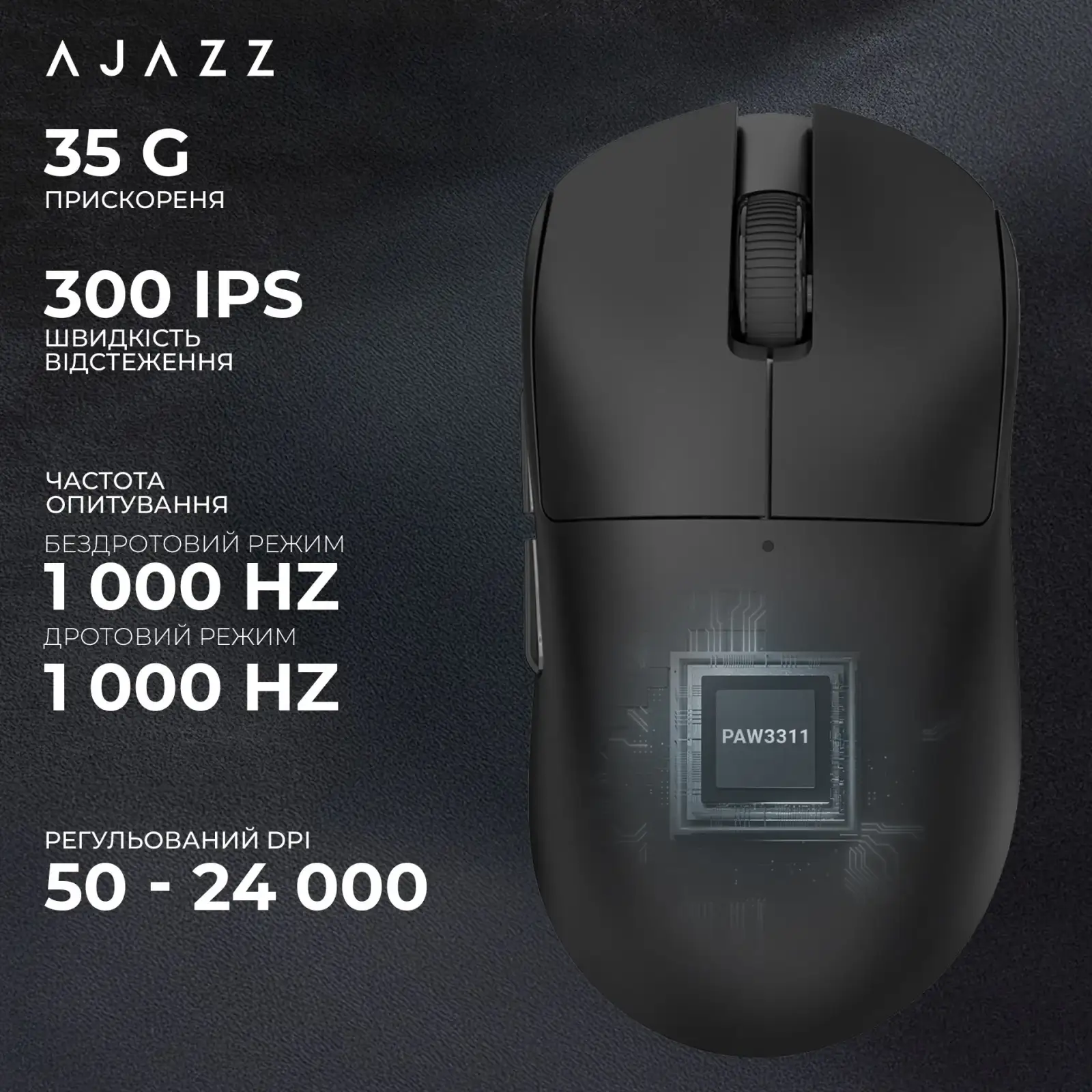 Мышь беспроводная Ajazz x Nacodex NJ08 MC Black (NJ08-MC-B) UA