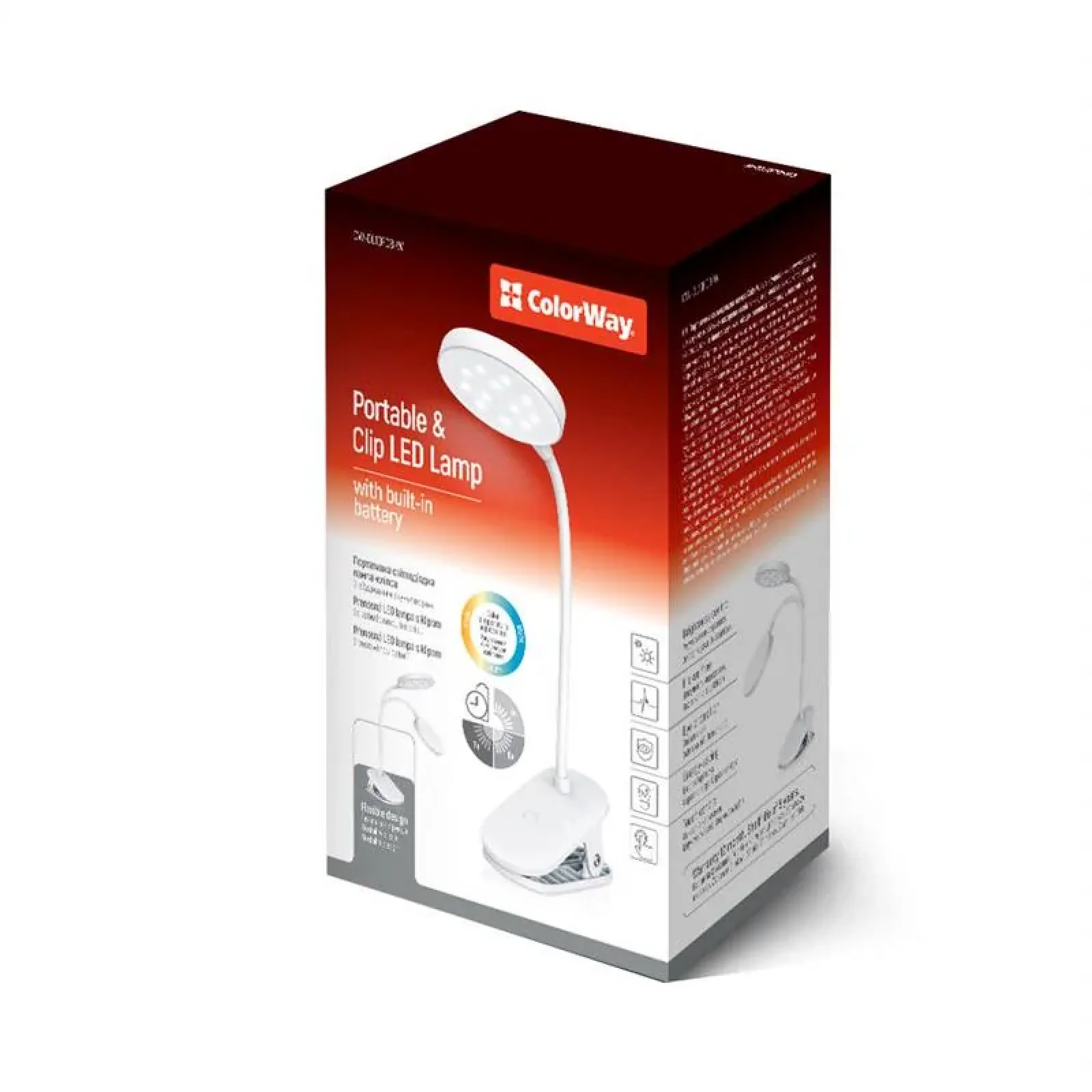 Настольная лампа LED ColorWay Flexible & Clip 2 со встроенным аккумулятором белая (CW-DL10FCB-W) UA