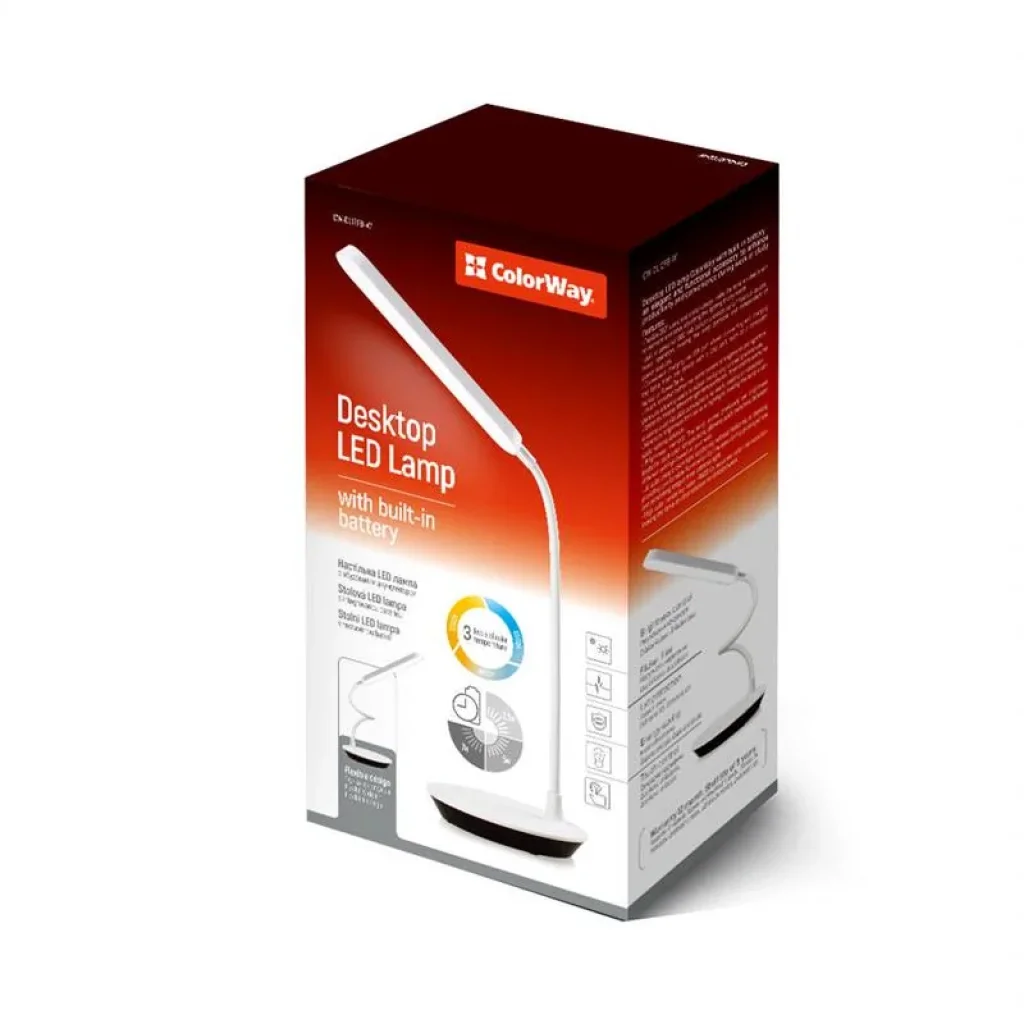 Настольна лампа LED ColorWay Portable & Flexible 360 із вбудованим акумулятором біла (CW-DL12FB-W) UA