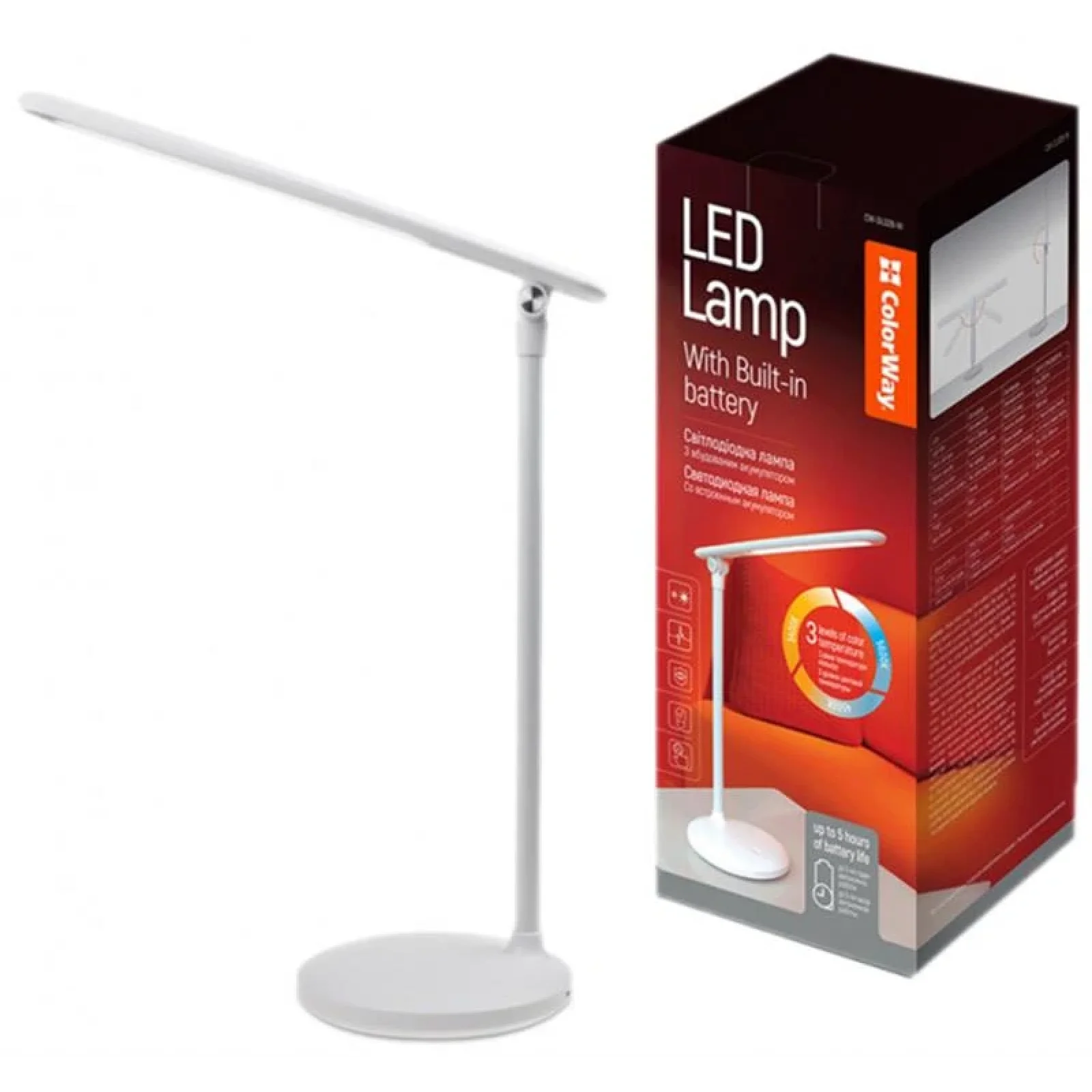 Настольная лампа LED ColorWay CW-DL02B-W White UA